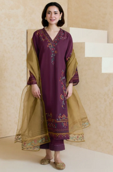 Mishkaa - 3PC Lawn Embroidered Suit - SS0125